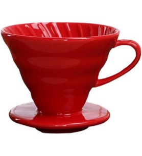 Seramik Kahve Dripper - Porselen Demleyici ve Aleti - No: 2 - Kırmızı (Hario V60 Benzeri)