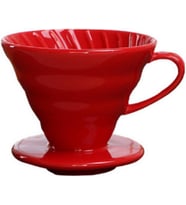 Seramik Kahve Dripper - Porselen Demleyici ve Aleti - No: 2 - Kırmızı (Hario V60 Benzeri)