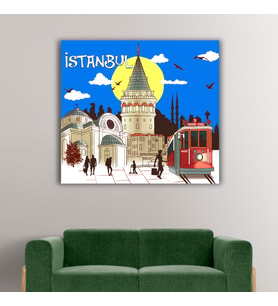 Taksim ve Galata Tasarımlı Kanvas Tablo