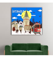 Taksim ve Galata Tasarımlı Kanvas Tablo