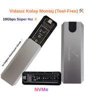 Versatile Vidasız M.2 NVMe SSD Kutusu - USB 3.1 10Gbps Yüksek Hızlı Alüminyum Kasa