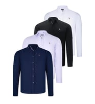 DÖRTLÜ SET G674 DEWBERRY ERKEK GÖMLEK-SİYAH-BEYAZ-LACİVERT-LİLA (Karışık)