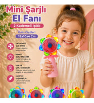Mini Şarjlı El Fanı 2 Kademeli Işıklı USB Taşınabilir Sessiz Fan 18x10x4 Cm