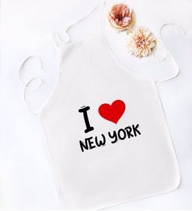 BK Gift I Love New York Tasarımlı Beyaz Mutfak Önlüğü - Model 1