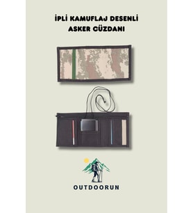 İpli Kamuflaj Desenli Asker Cüzdanı
