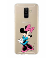 Samsung Galaxy A6 Plus (2018)  Kapak Minnie Mouse Tasarımlı Şeffaf Silikon Kılıf