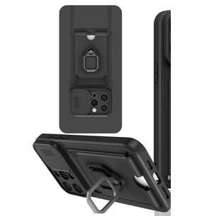 Pilelistore   iPhone 15 Pro Kılıf Zuma Kartvizitli Yüzüklü Silikon - Siyah