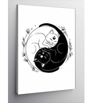 Kanvas Tablo Yin-Yang Kediler Tasarımı