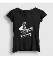 Presmono Kadın Siyah Led Zeppelin Guitar Jimmy Page T-Shirt 371558tt