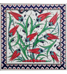 Armada Çini 20x20 Cm ED 304 Kobalt Lalezar El dekoru Çini Pano