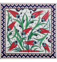 Armada Çini 20x20 Cm ED 304 Kobalt Lalezar El dekoru Çini Pano