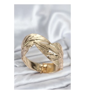 Mey İthalat® Pirinç Gold Renk Yaprak Model Kadın Bileklik