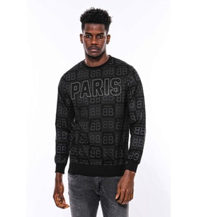 Siyah Taşlı Desenli Sweatshirt - Wessi