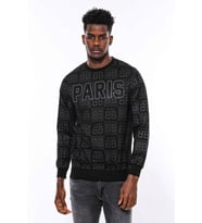 Siyah Taşlı Desenli Sweatshirt - Wessi