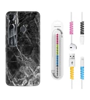Tecno Spark 6 6 Go 8C 8 Pro 7 7 Pro Kılıf Kablo Koruma Spiral Silikon Kara Mermer 1375
