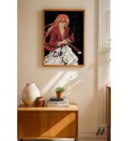Rurouni Kenshin Japon Savaşçı Poster, Ahşap Çerçeveli Duvar Tablosu - Anime Severlere