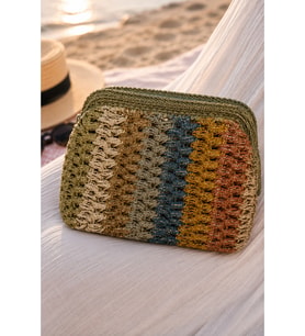 EL ÖRGÜSÜ SİMLİ KADIN CLUTCH ÇANTA – EL YAPIMI HASIR GÖRÜNÜMLÜ ÇANTA 20X27