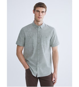 LCWAIKIKI Classic Haki Regular Fit Kısa Kollu Erkek Gömlek