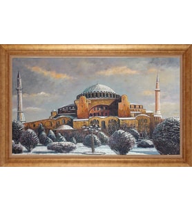 Çerçeveli Paspartulu Manzara Tablo bm1334 (Gold)