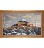 Çerçeveli Paspartulu Manzara Tablo bm1334 (Gold)