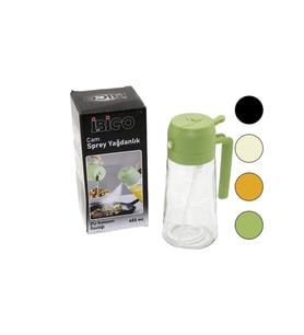 2İN1=SPREYLİ - AKITMALI CAM YAĞDANLIK 450ML KİLİTLİ KAPAKLI - SÜRAHİ MODELİ (5343)