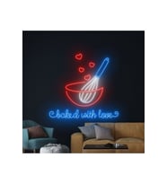 baked with love Yazılı ve Şekilli Neon Tabela