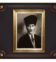Özel Seri Paspartulu Çerçeveli Atatürk Tablo l370 (Gold)