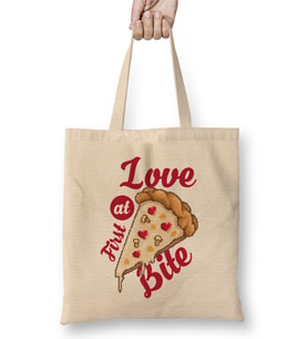 Love At First Bite Pizza Slice Pixel Art Bez Çanta Uzun Saplı