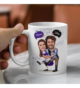 Kişiye Özel Karikatürlü Dans Seven Çiftler Kupa Bardak