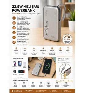 Kalemhane Kişiye Özel 22.5W Hızlı Şarj 10. 000 Mah Powerbank