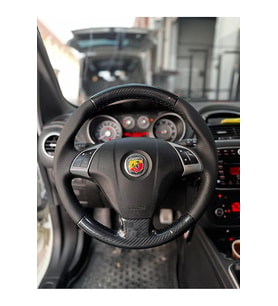 Fiat Linea Tuşlu Versiyon Araca Uyumlu Dikmeli Direksiyon Kılıfı (5D Kristal Karbon Soft Nokta)