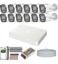 Hıkvısıon Colorvu Gece-Karanlıkta 7/24 Renkli ve Sesli12 Kameralı Set 1tb 7/24 HDD (Siyah - Beyaz)