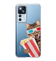PrintiFy Xiaomi Mi 12T ile Uyumlu 1mm Slim Fit Kedi 1 050b Baskılı Şeffaf  Kılıf