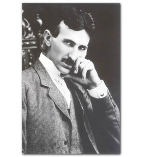 Cakatablo Nikola Tesla Koltukta Oturur Durumda Portresi MDF Tablo