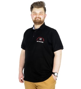Mode XL Büyük Beden T-Shirt Polo New World 22339 Siyah
