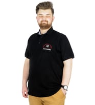 Mode XL Büyük Beden T-Shirt Polo New World 22339 Siyah
