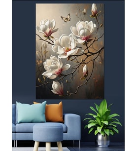 Beyaz Çiçekli Modern Ağaç Dekoratif Kanvas - Mdf Ahşap Tablo