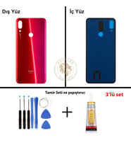 Xiaomi Redmi Note 7 Nebula Kırmızısı Arka Pil Kapağı Batarya Kapağı + Yapıştırıcı ve Vida Seti