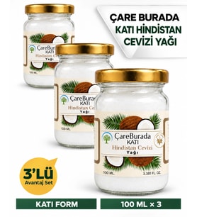 Çare Burada Katı Hindistan Cevizi Yağı 100 ML x 3'lü Avantaj Seti