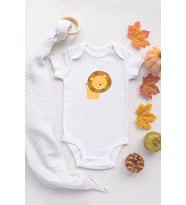 Unisex Bebek Baby Aslan Baskılı Beyaz Çıtçıtlı