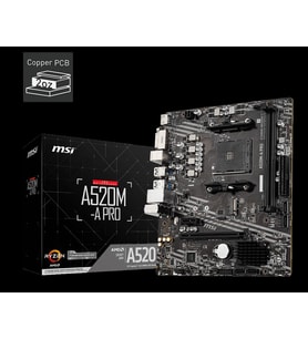 MSI A520M-A PRO DDR4 3200MHZ 1XHDMI 1XDVI 1XM.2 USB 3.2 MATX AM4 