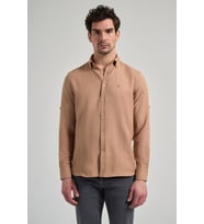 Camel Kısalabilir Kol Düz Gabardin Düğmeli Yaka Cepsiz Casual Slim Fit Gömlek 1004250124_595