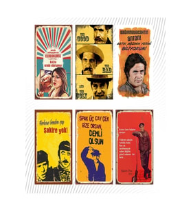 6’lı Yeşil Çam Set - Retro Ahşap Poster – Özel Koleksiyon – Hbb