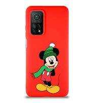 Xiaomi Mi 10T Pro Soft Premier Kapak Mickey Mouse-G Tasarımlı Silikon Kılıf - Kırmızı (Şeffaf)