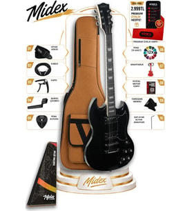 Midex SG-Special-BK Profesyonel SG Kasa HH Elektro Gitar Seti Siyah