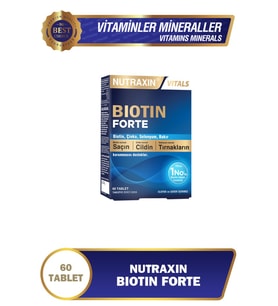 Nutraxin Biotin Forte 5.000 Mcg 60 Tbl - Biyotin, Çinko, Selenyum, Bakır Saç ve Tırnak Vitamini