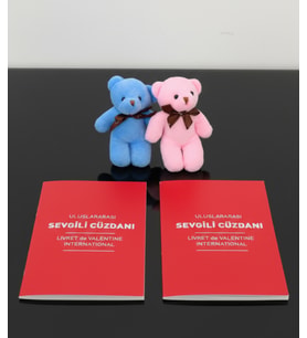 Romantik Hediye Sevgiliye - Mavi ve Pembe Mini Ayıcıklar - Sevgili Cüzdanları - Kız Arkadaşa Hediye