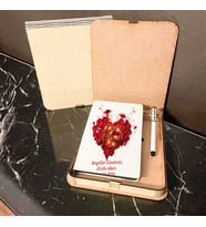 Sevgiliye En Güzel Hediye Ahşap Kutulu Defter Kalem Set 005