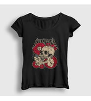 Presmono Kadın Siyah Shortest Straw Metallica T-Shirt 67861tt