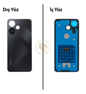 Infinix Hot 30İ Siyah Uyumlu Arka Kapak Arka Cam Batarya Pil Kapağı Lazer Kesim Back Cover